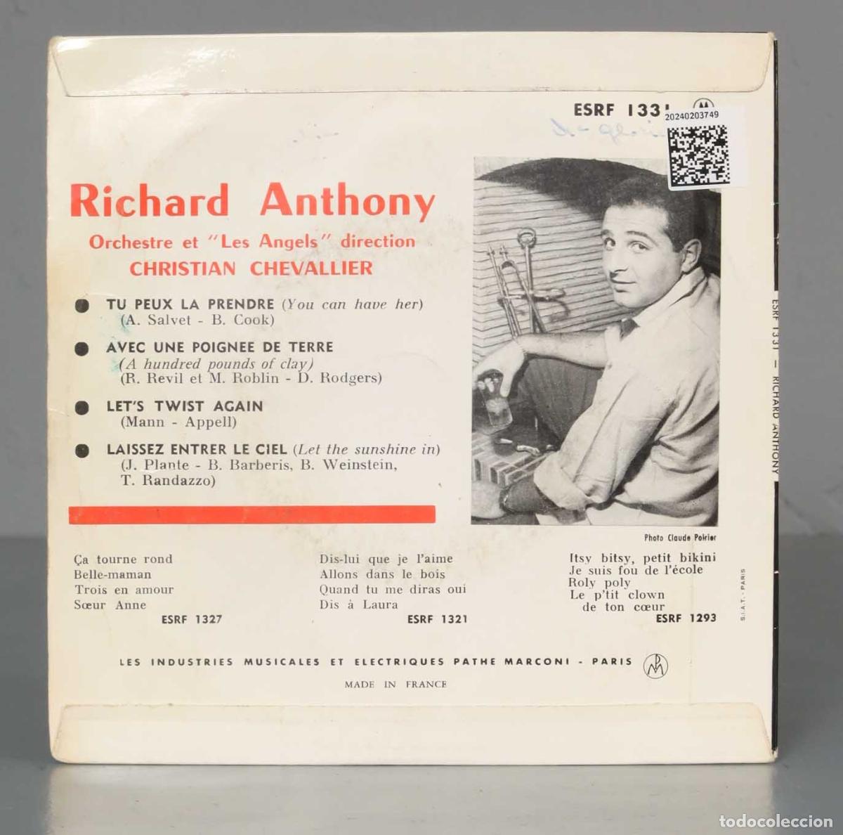 Discos de vinilo: EP. Richard Anthony - tu peux la prender - Foto 2