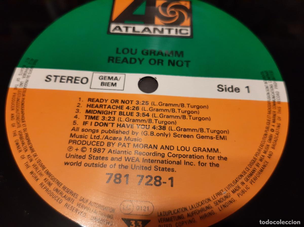 Discos de vinilo: LOU GRAMM -READY OR NOT- (1987) LP DISCO VINILO - Foto 10