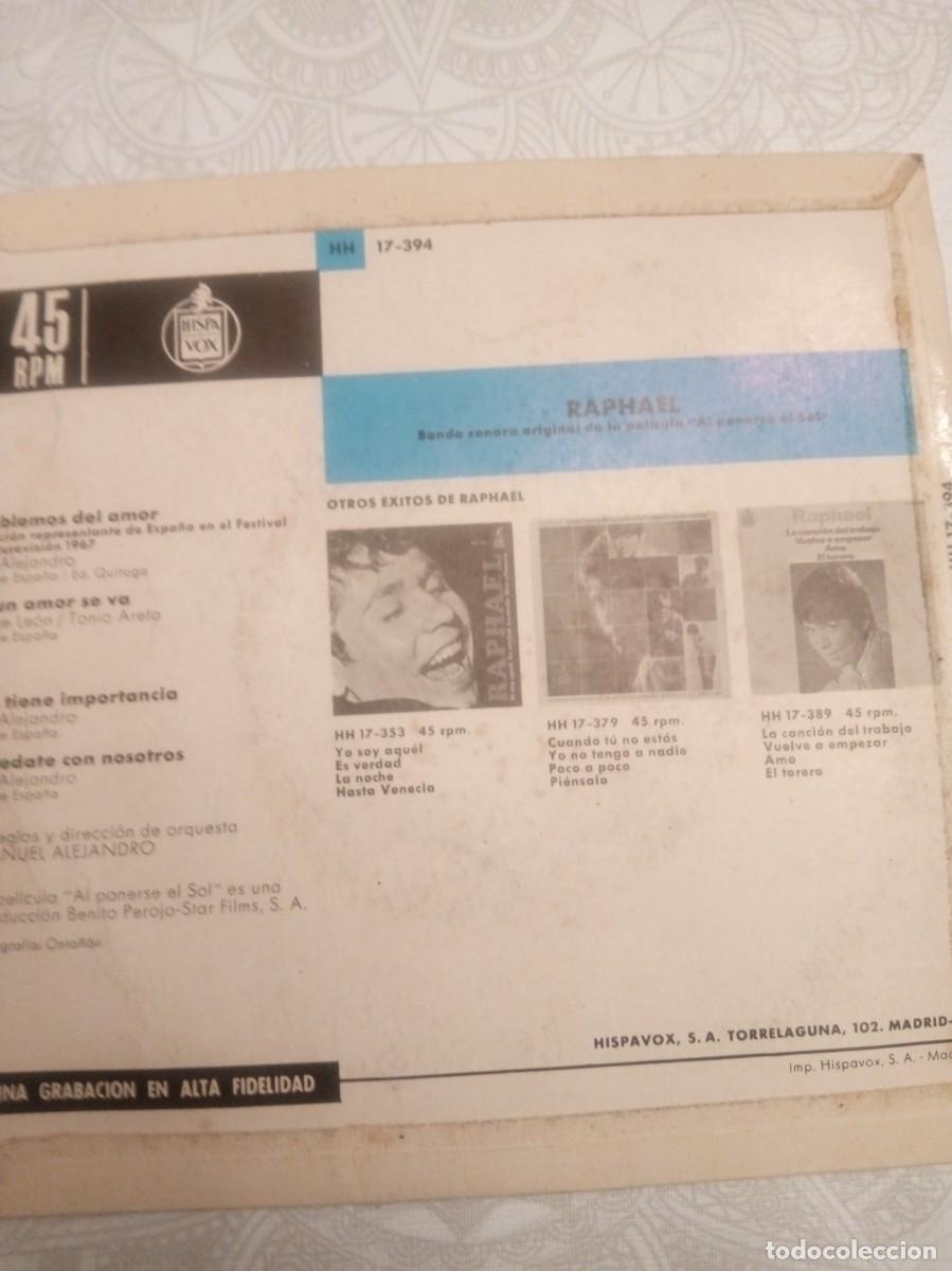Discos de vinilo: Disco Single Raphael Hablemos del Amor Eurovision 1967 - Foto 2