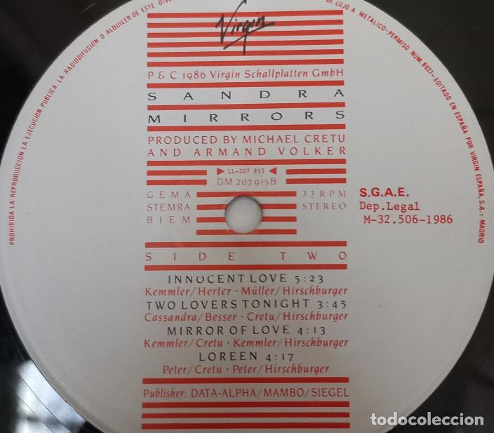 Discos de vinilo: SANDRA MIRRORS, VIRGINS 1986, DISCO DE VINILO LP - Foto 3