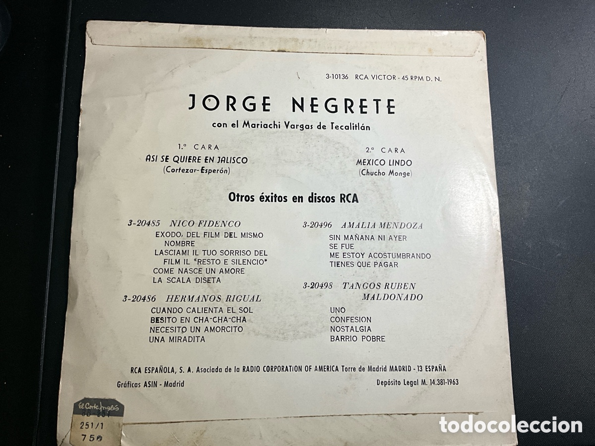 Discos de vinilo: JORGE NEGRETE - Foto 2