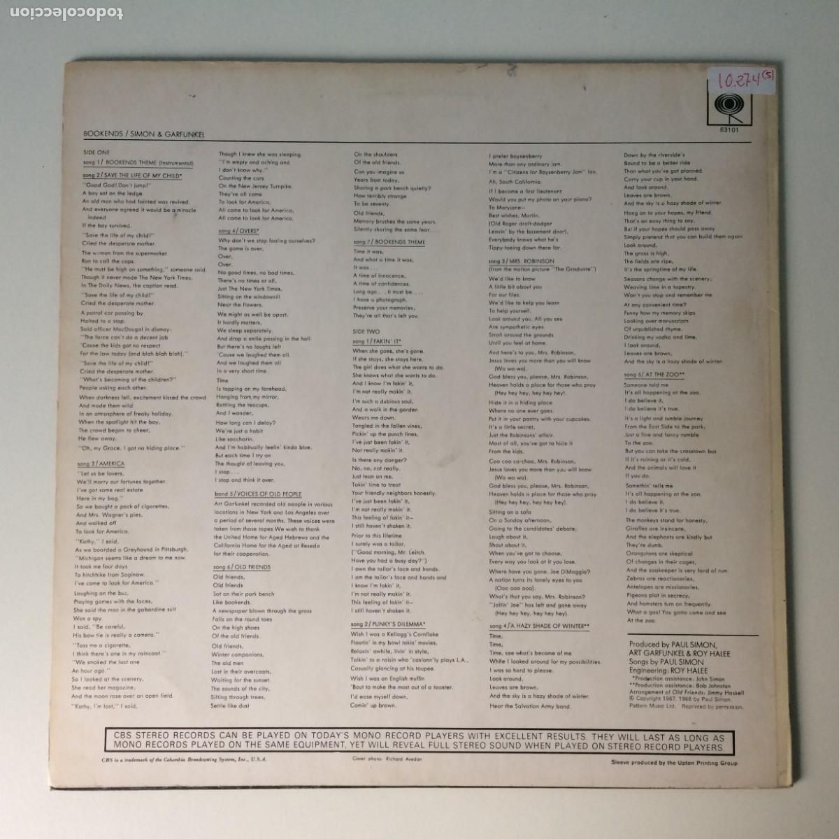 Discos de vinilo: Simon & Garfunkel &lrm;&ndash; Bookends , UK 1968 CBS* - Foto 2