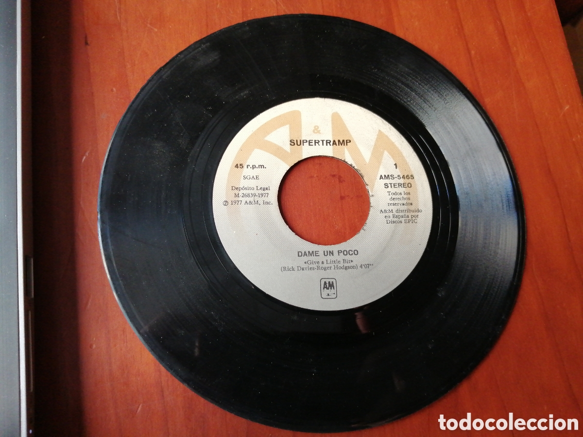 Discos de vinilo: SINGLE 7&rdquo; VINILO DISCO ( SIN FUNDA) SUPERTRAMP DAME UN POCO DOWNSTREAM - Foto 1