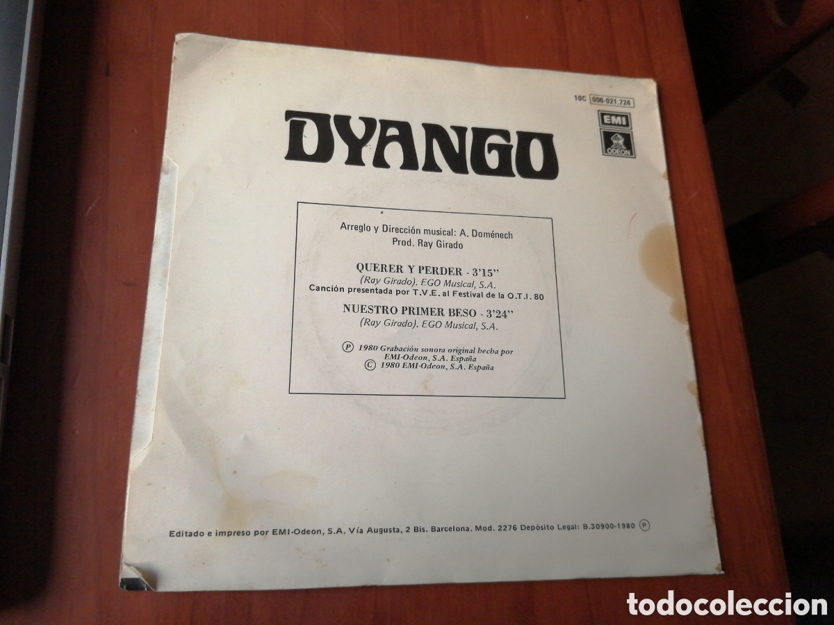 Discos de vinilo: SINGLE 7&rdquo; VINILO DISCO ( SOLO PORTADA NO DISCO) DYANGO QUERER Y PERDER - Foto 2