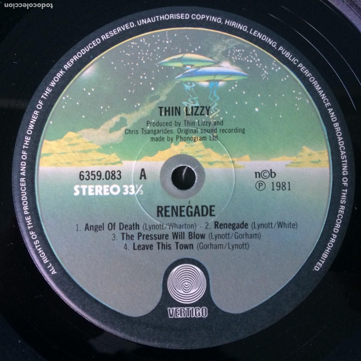 Discos de vinilo: Thin Lizzy &lrm;&ndash; Renegade , Scandinavia 1981 Vertigo* - Foto 3