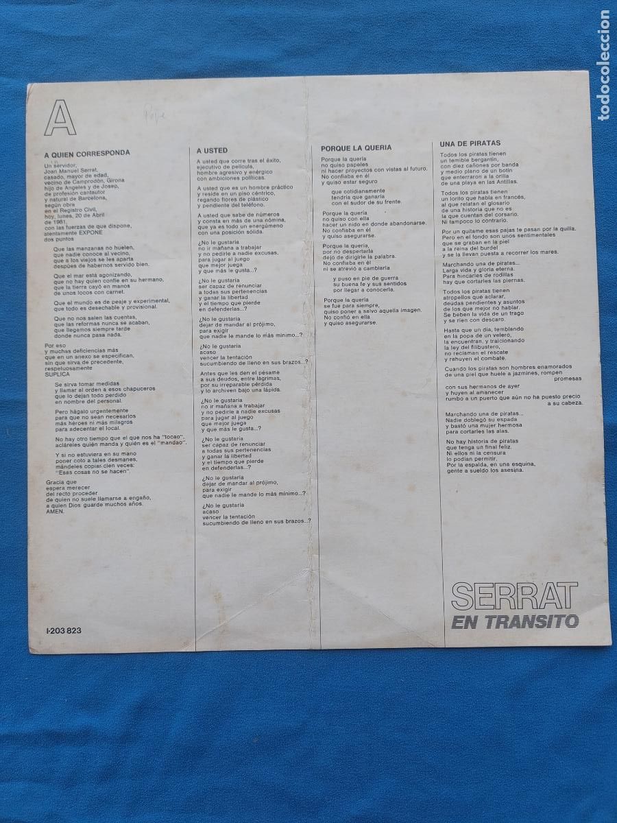 Discos de vinilo: SERRAT - EN TRANSITO - Foto 3