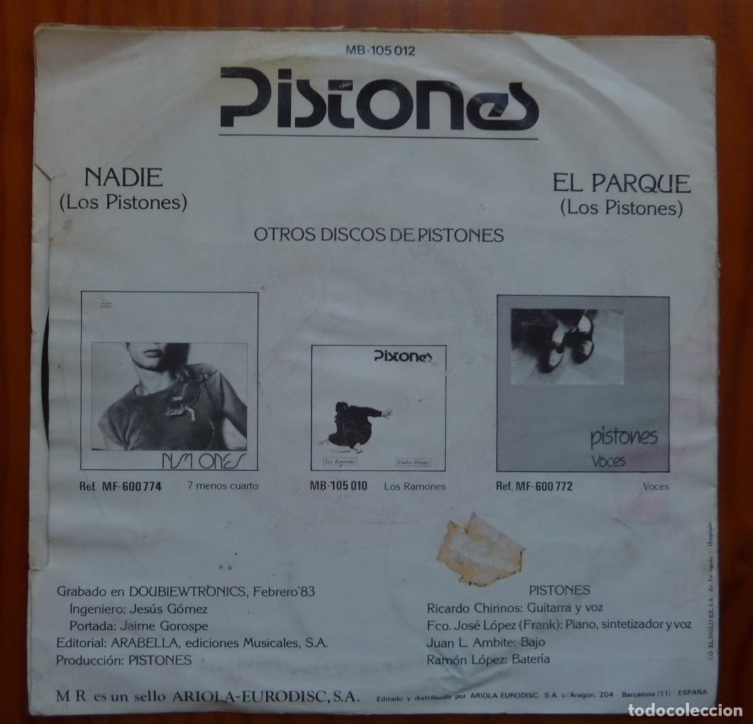 Discos de vinilo: PISTONES / NADIE / 1983 / SINGLE - Foto 2
