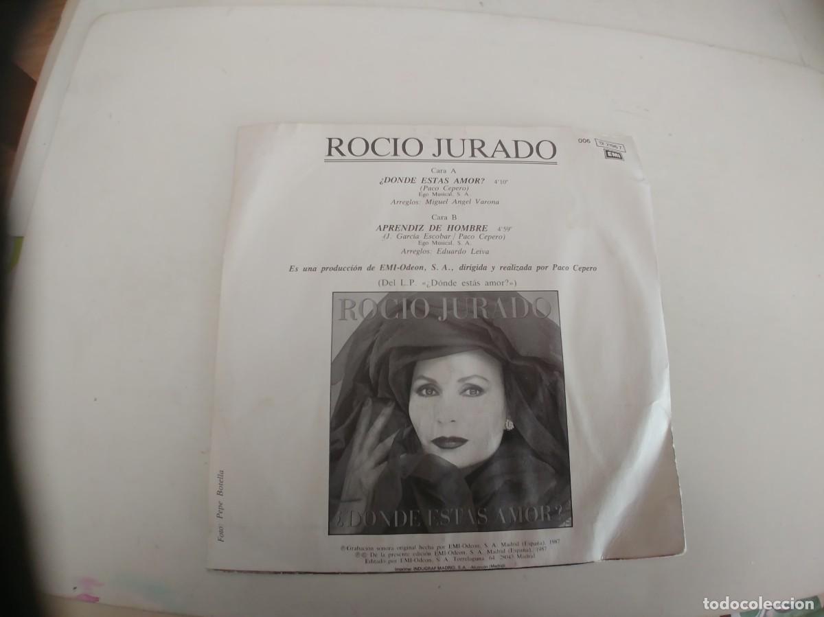 Discos de vinilo: ROCIO JURADO-SINGLE DONDE ESTAS AMOR - Foto 2