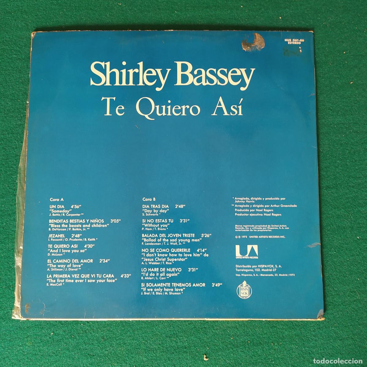 Discos de vinilo: Shirley Bassey &ndash; Te Quiero Asi - Foto 2