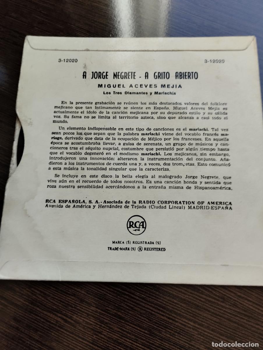 Discos de vinilo: Disco Single Miguel Aceves Mejia - Foto 2
