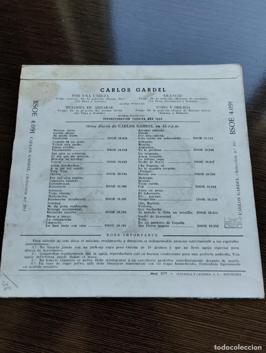 Discos de vinilo: Disco Single Carlos Gardel - Foto 2
