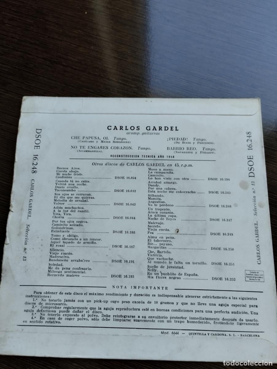 Discos de vinilo: Disco Single Carlos Gardel - Foto 2
