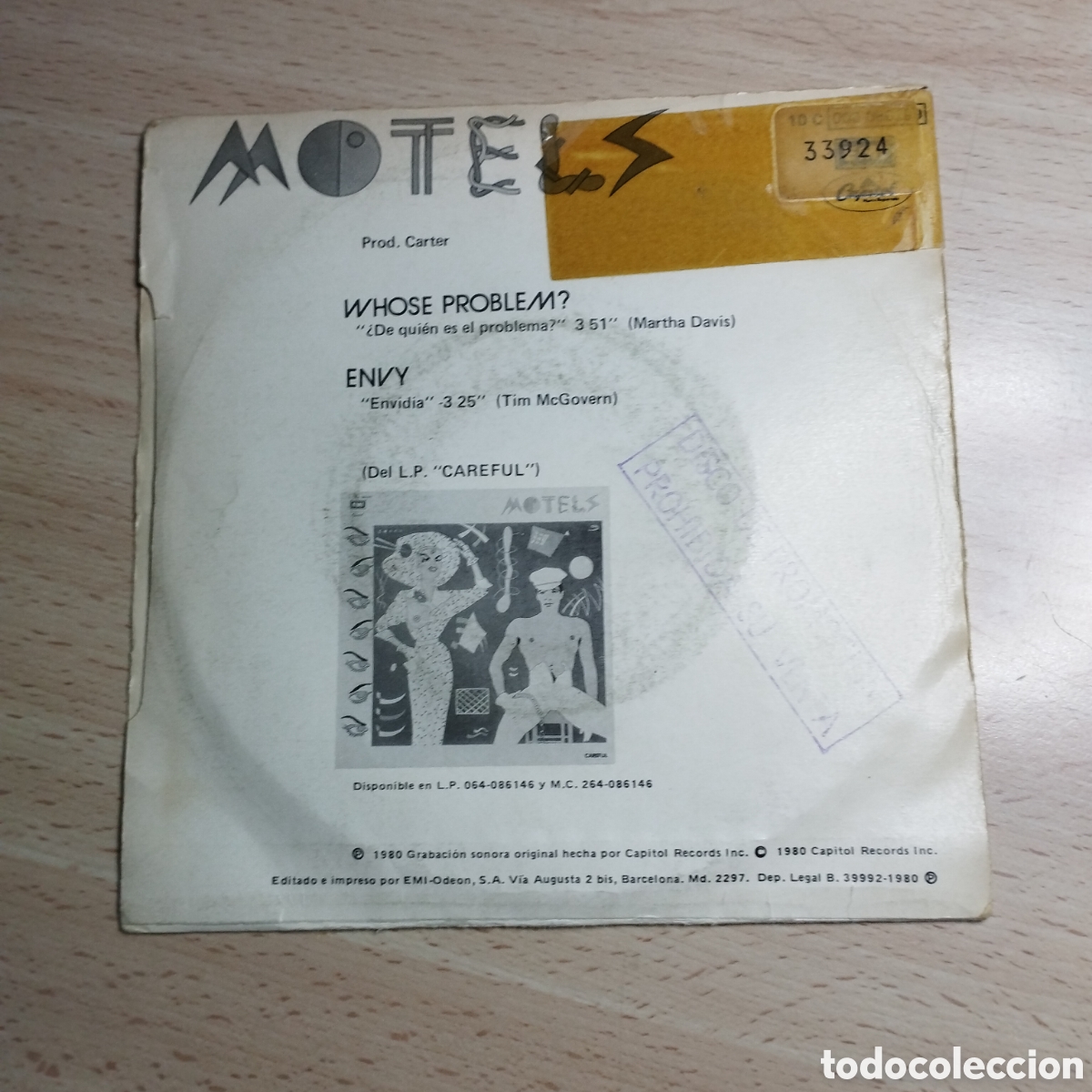 Discos de vinilo: Single 7&rdquo; PROMO The Motels 1980 whose problem? + Envy - Foto 2