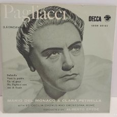 Discos de vinilo: PAGLIACCI / M. DEL MONACO-PETRELLA / DIR: A. EREDE / EP-DECCA-1957 / MBC. ***/***