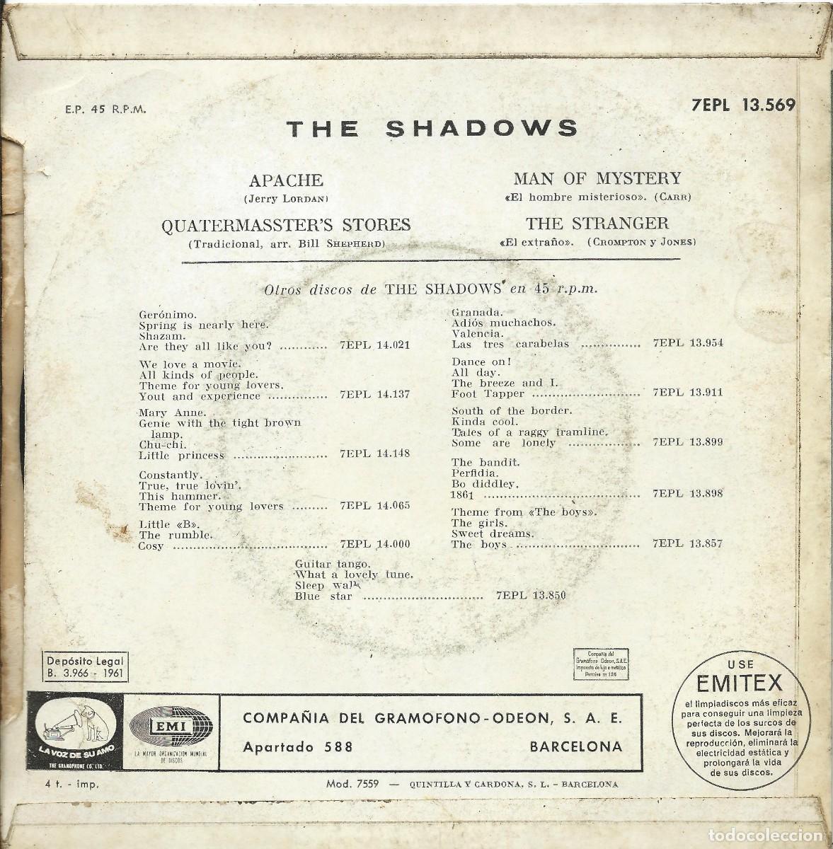 Discos de vinilo: The Shadows Apache y otras 3 canciones. - Foto 2