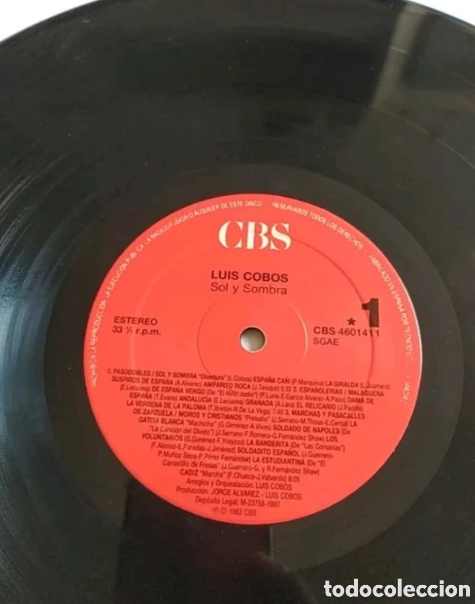 Discos de vinilo: Luis Cobos. Sol y Sombra. Pasodobles - Foto 3