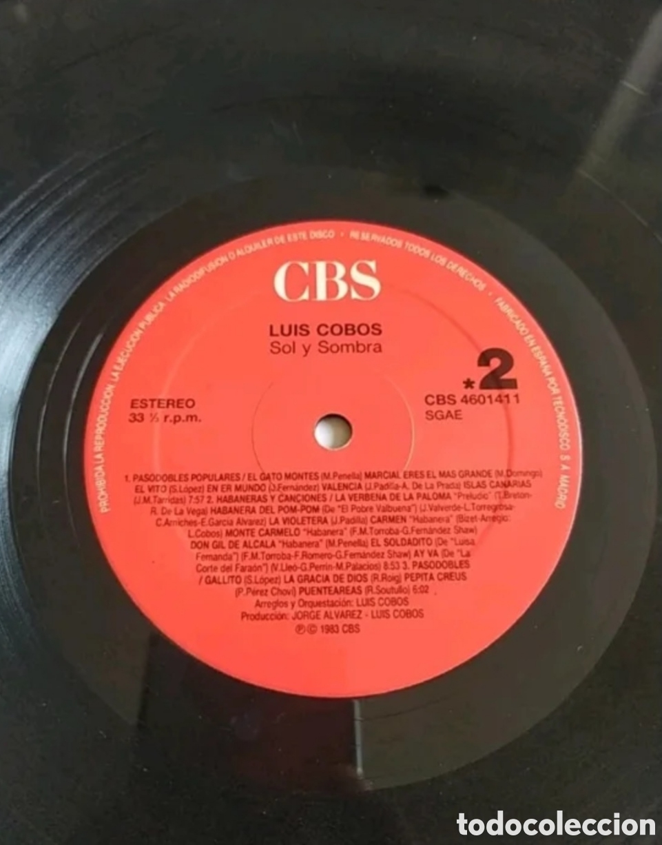 Discos de vinilo: Luis Cobos. Sol y Sombra. Pasodobles - Foto 4
