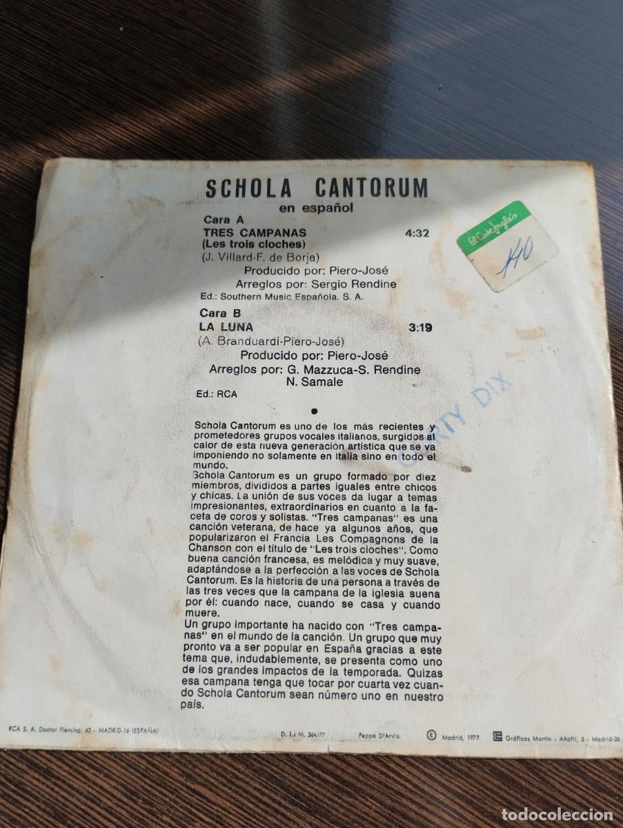 Discos de vinilo: Disco single schola cantorum tres campanas - Foto 2