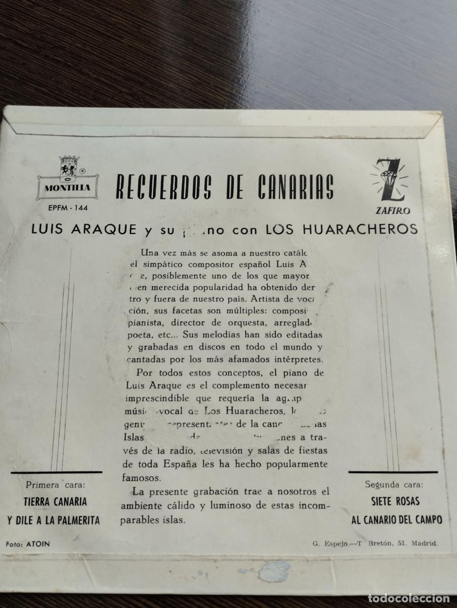 Discos de vinilo: Disco single Recuerdos de Canarias - Foto 2