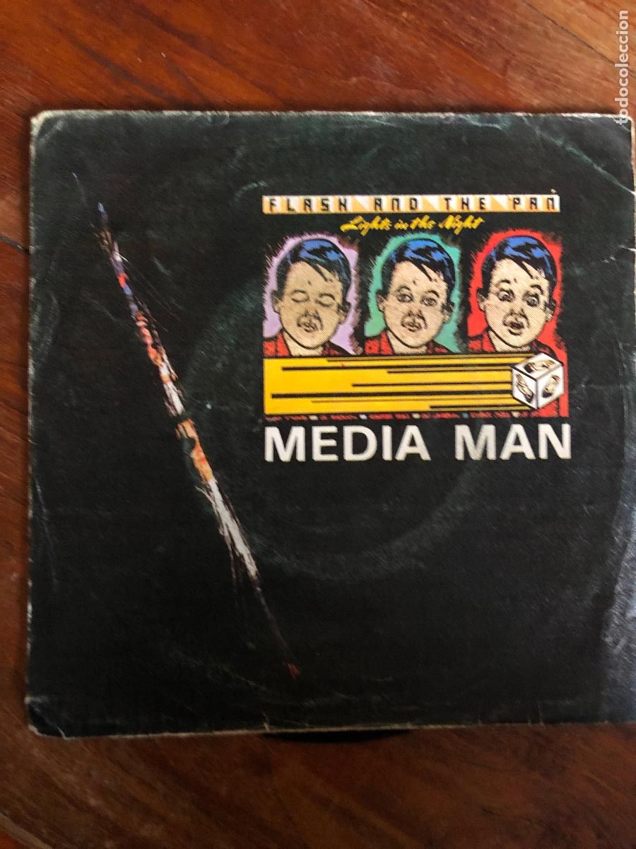 Discos de vinil: media man, flash and the pan, single lights in the night