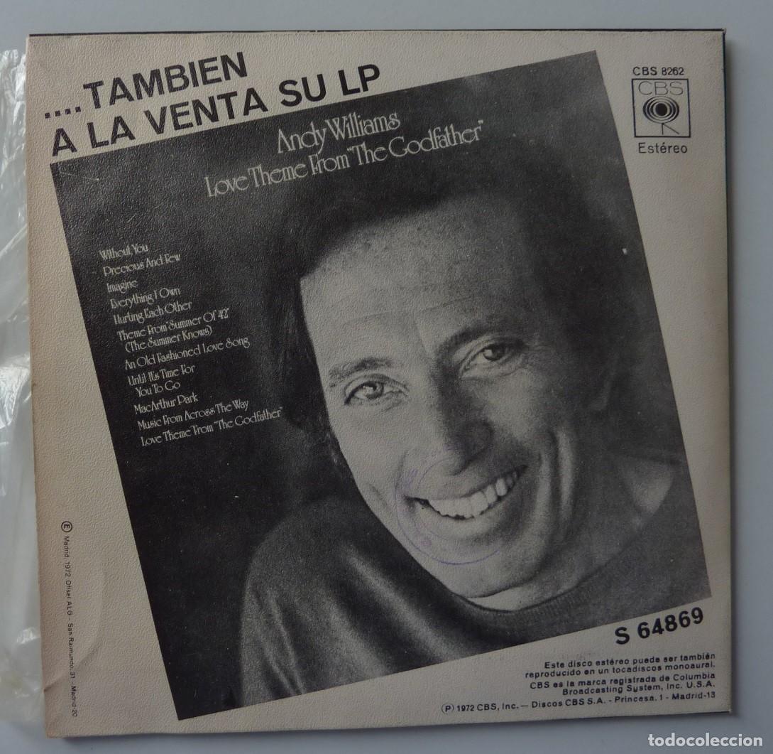 Discos de vinilo: ANDY WILLIAMS // EL PADRINO // 1972 // SINGLE - Foto 2