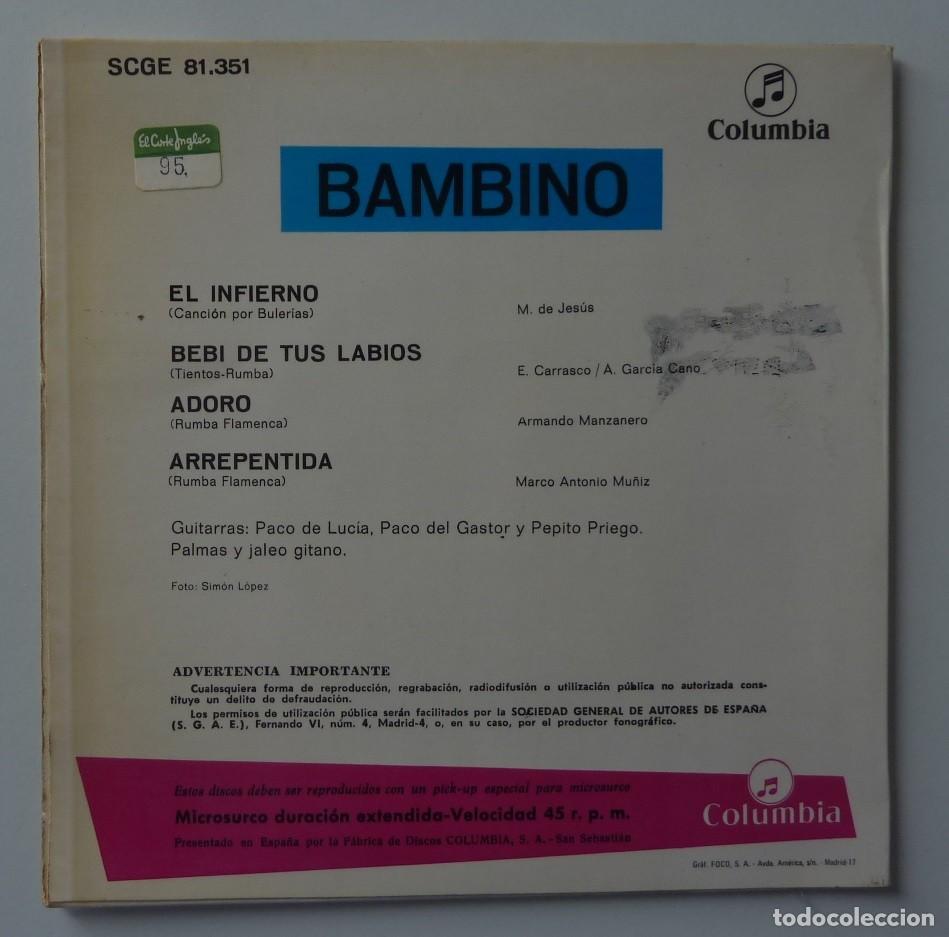 Discos de vinilo: BAMBINO // EL INFIERNO +3 // 1968 // EP - Foto 2
