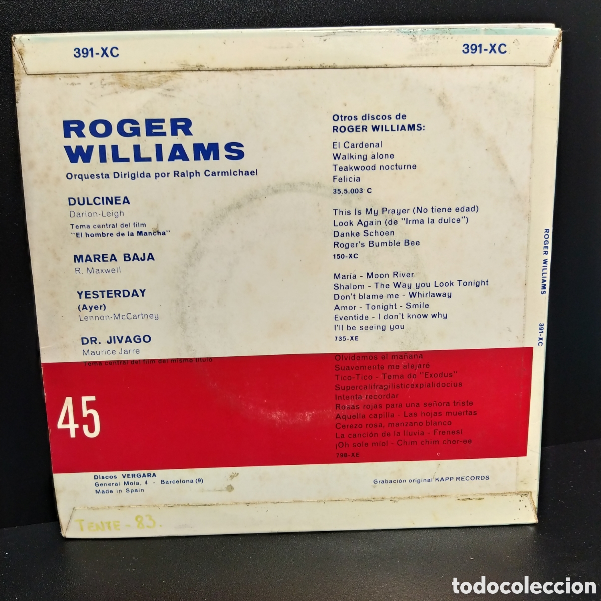 Discos de vinilo: Roger Williams - Yesterday (7&rdquo;, EP) - Foto 2