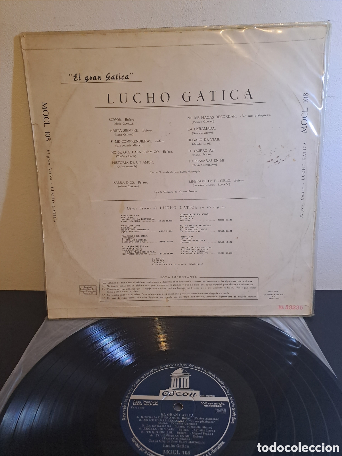 Discos de vinilo: LUCHO GATICA. EL GRAN GATICA! ODEON. 1958. ESPA&Ntilde;A. J.3 - Foto 2