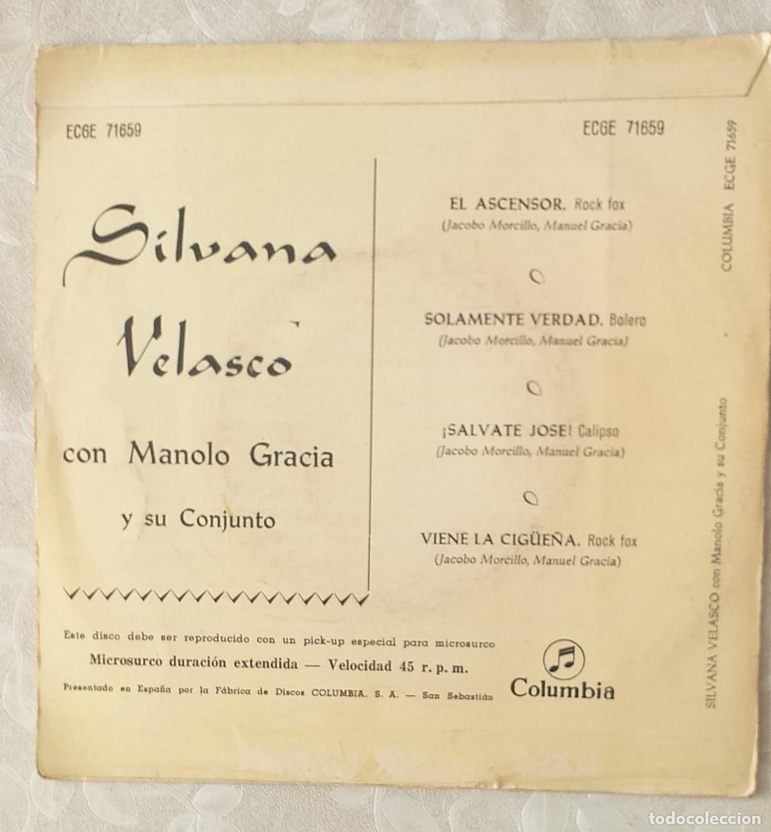 Discos de vinilo: Silvana Velasco: El ascensor + 3 (Columbia, 1962) - Foto 2