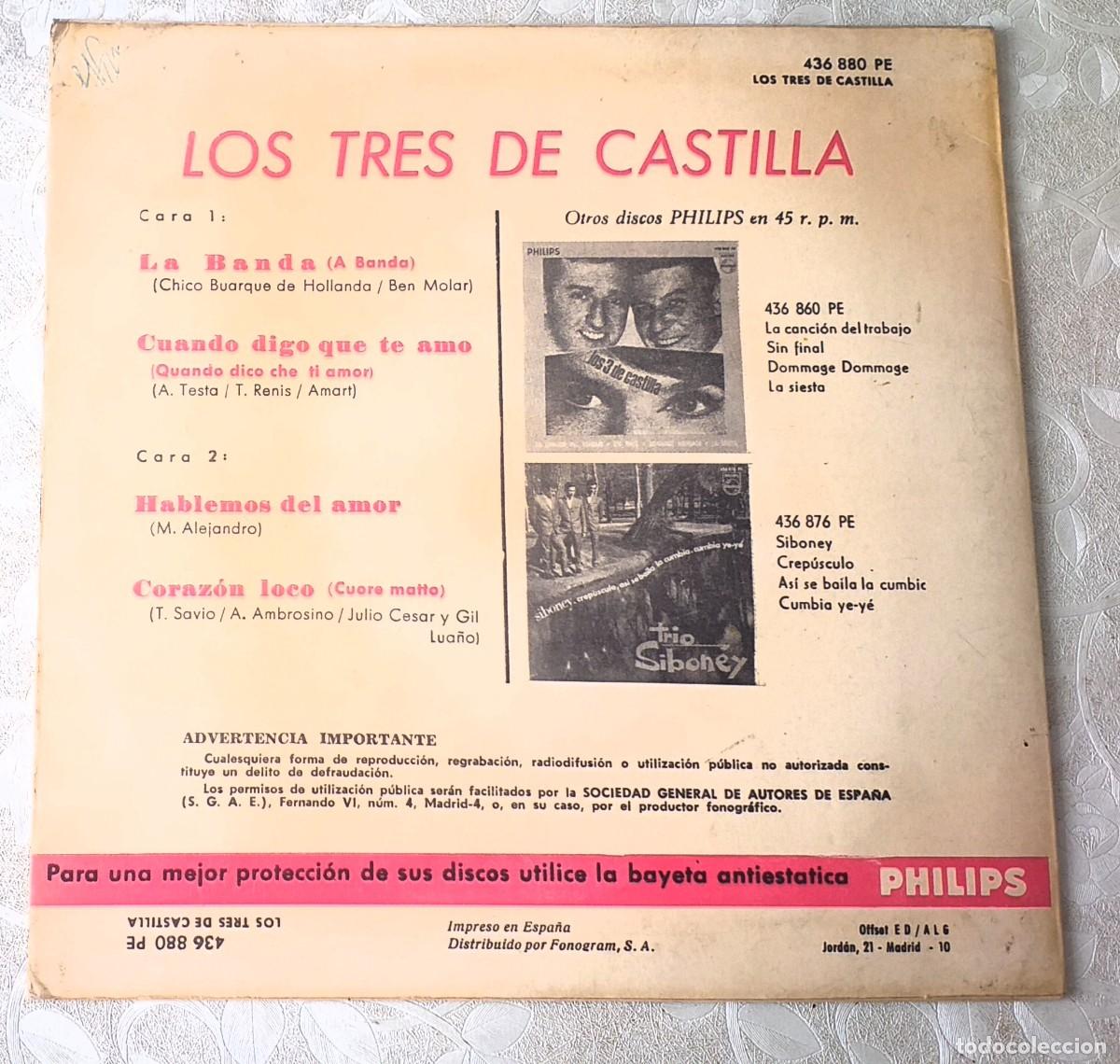Discos de vinilo: Los 3 de Castilla: La banda + 3 (Philips 1967) - Foto 4