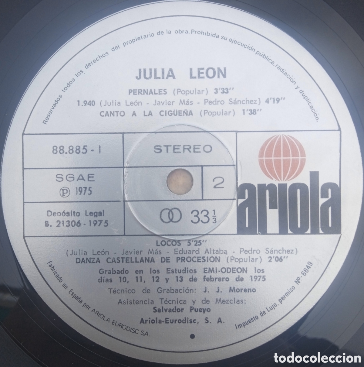 Discos de vinilo: Disco de vinilo Julia Le&oacute;n - Foto 5
