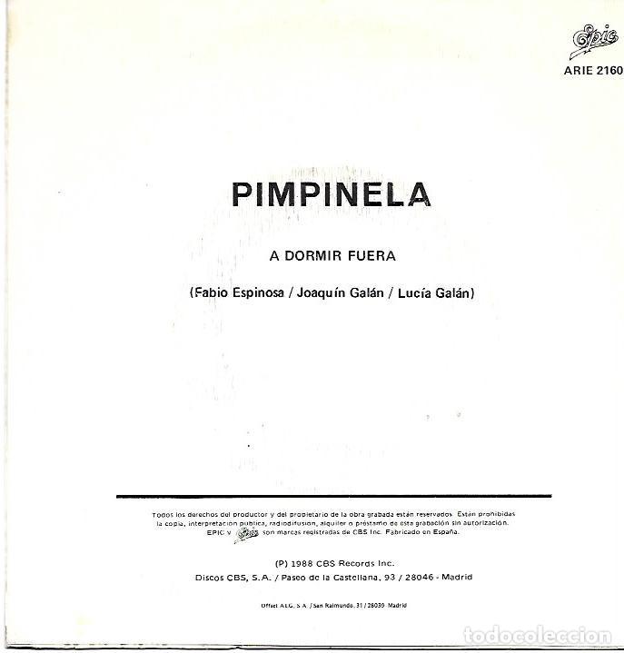 Discos de vinilo: PIMPINELA - A DORMIR FUERA - CBS 1988 - Foto 4