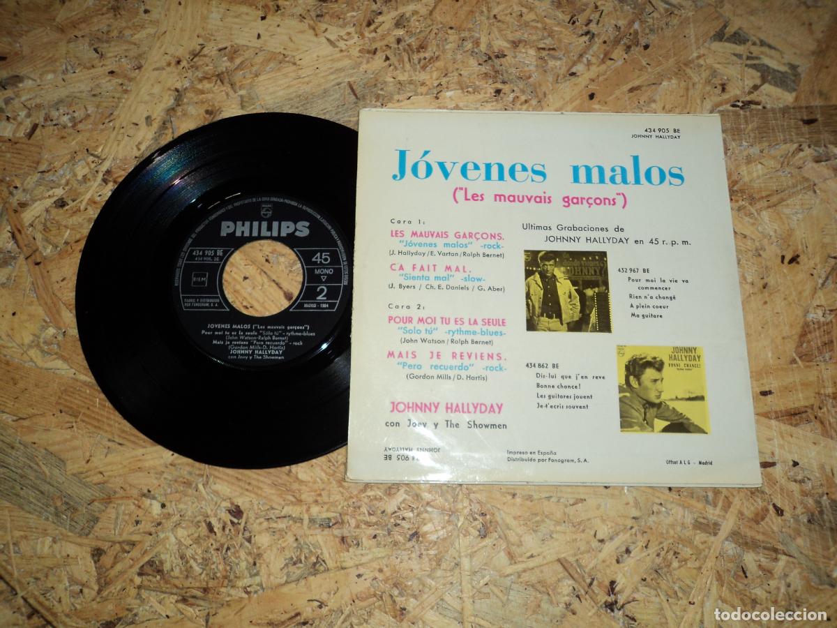 Discos de vinilo: JOHNNY HALLYDAY - JOVENES MALOS + 3 - Foto 2