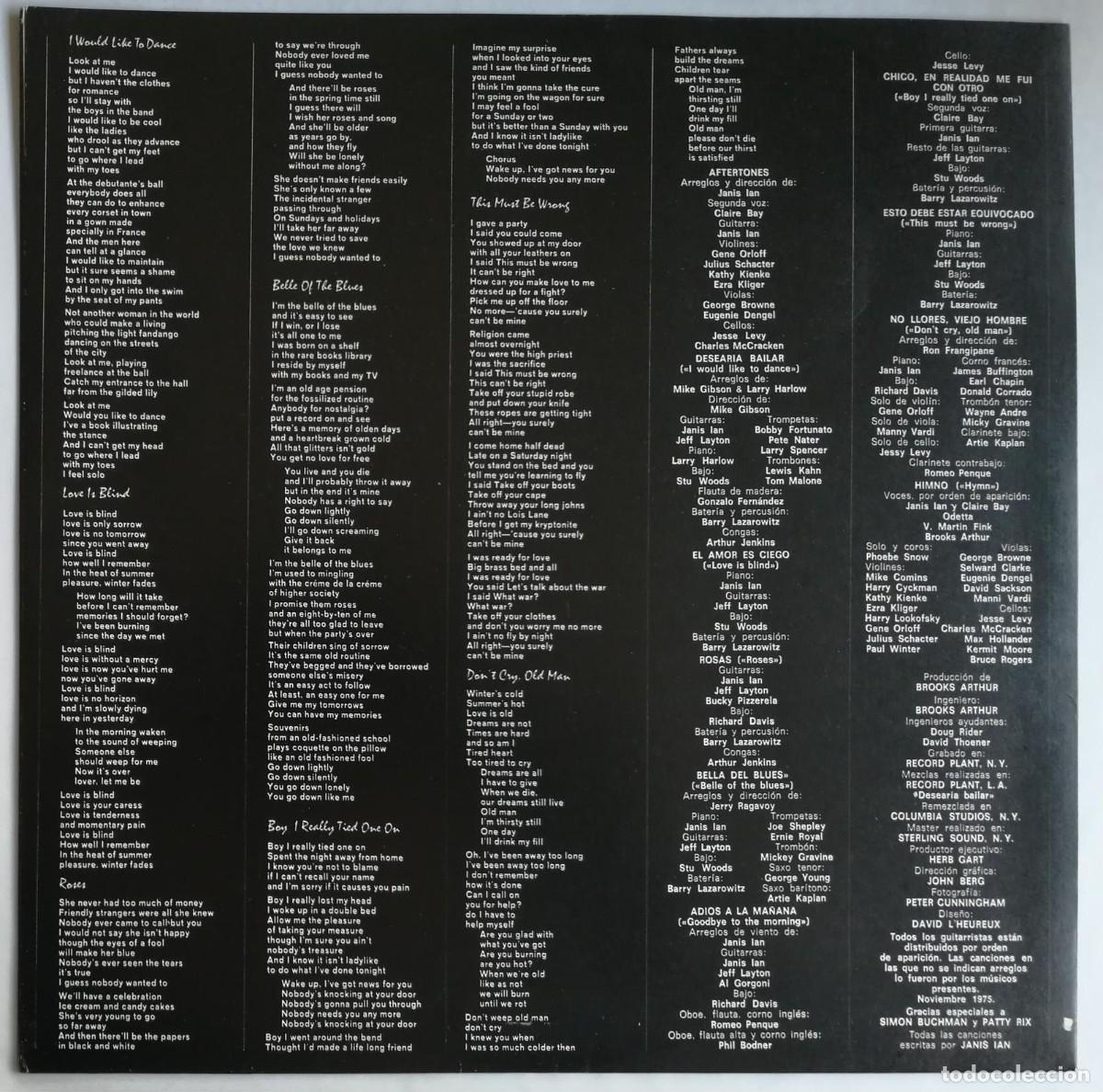 Discos de vinilo: Janis Ian, Aftertones, CBS S 81177 - Foto 6