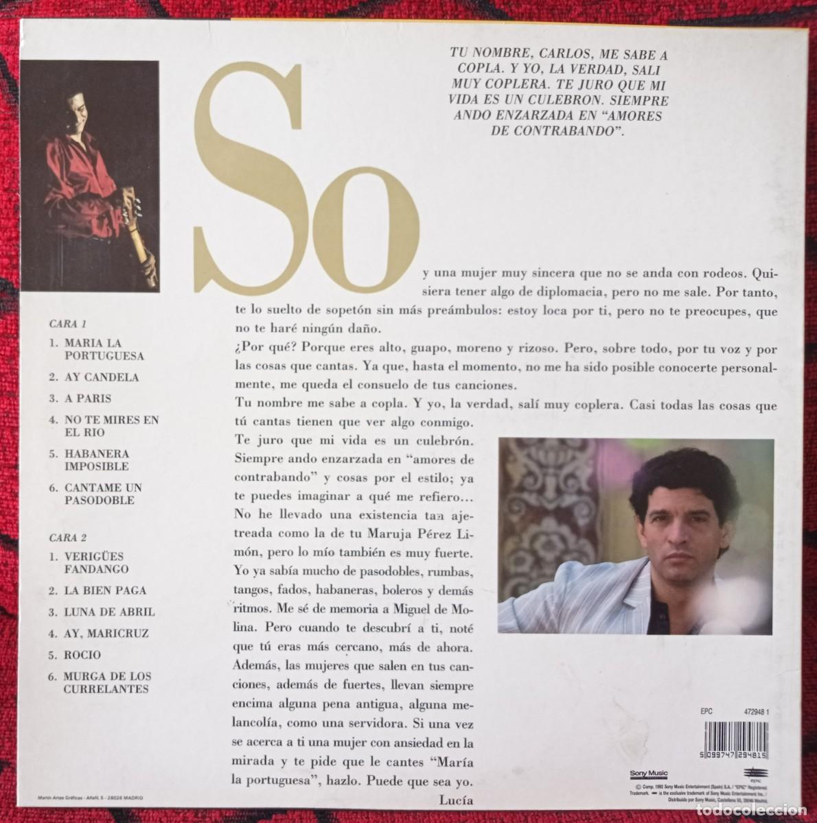Discos de vinilo: CARLOS CANO ** Querido Carlos ** VINILO LP 1992 - Foto 2