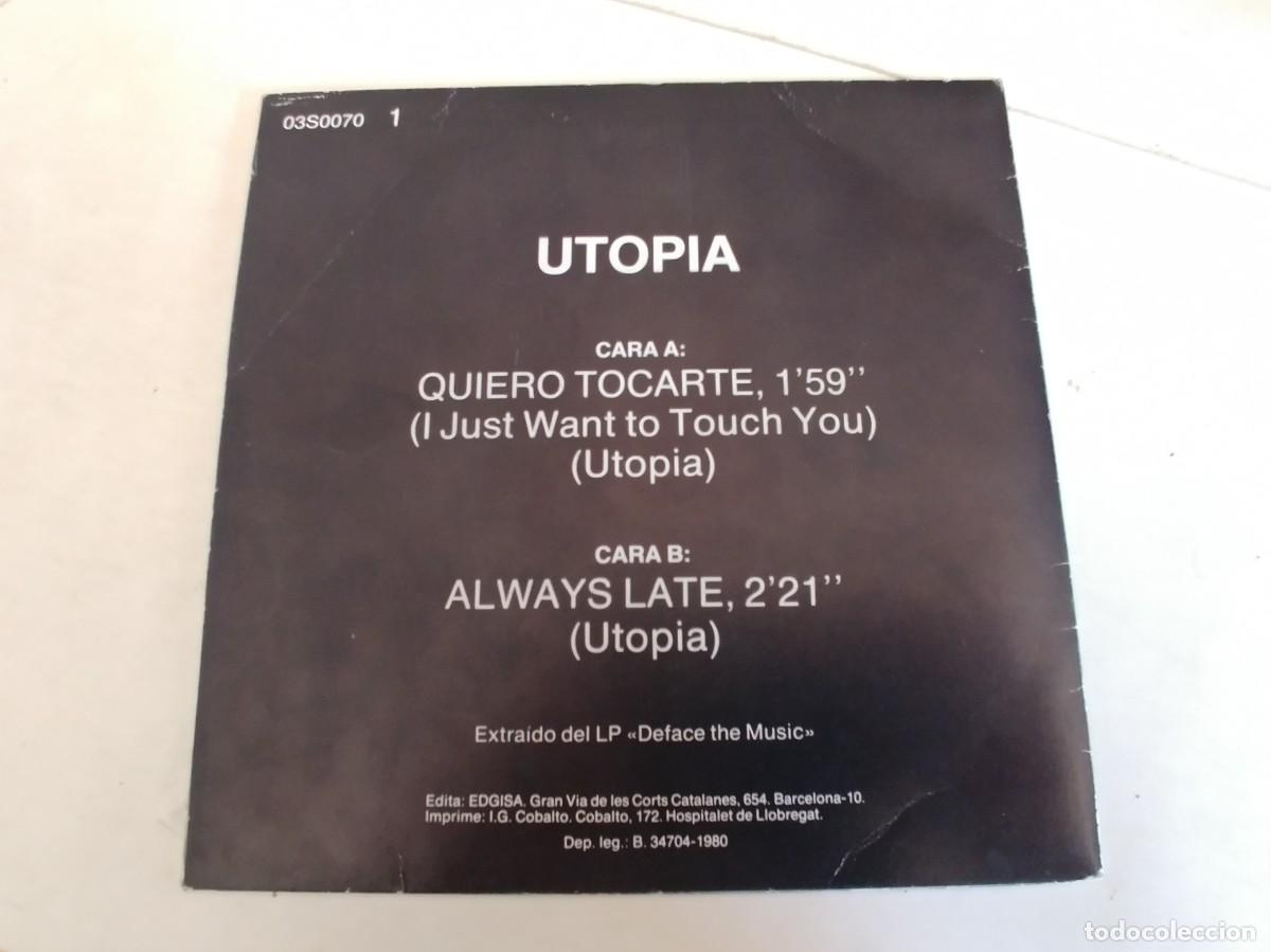 Discos de vinilo: UTOPIA-SINGLE QUIERO TOCARTE - Foto 2