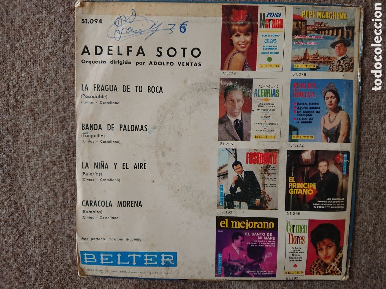 Discos de vinilo: Adelfa Soto - La fragua de tu boca - Foto 2
