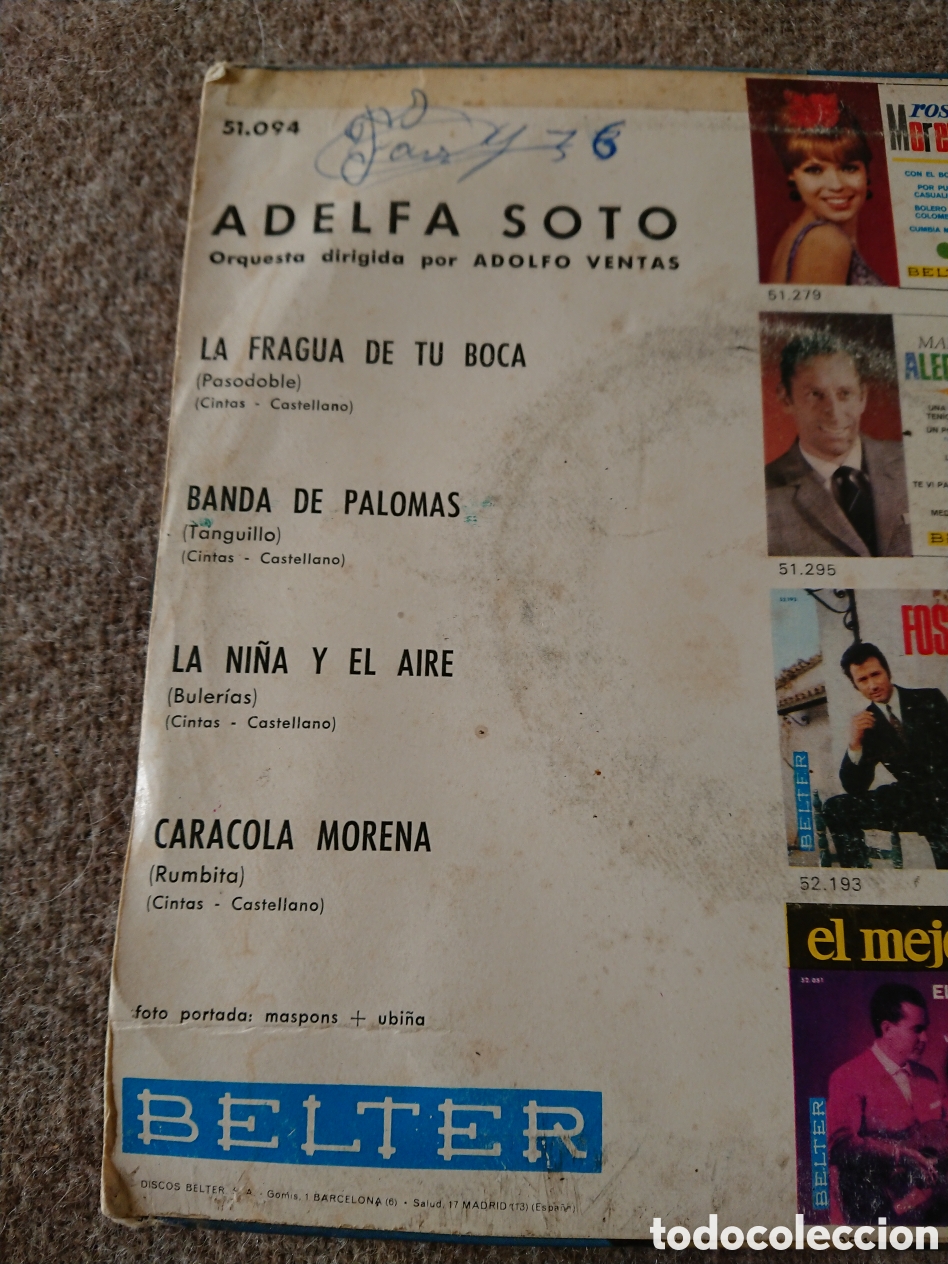 Discos de vinilo: Adelfa Soto - La fragua de tu boca - Foto 3