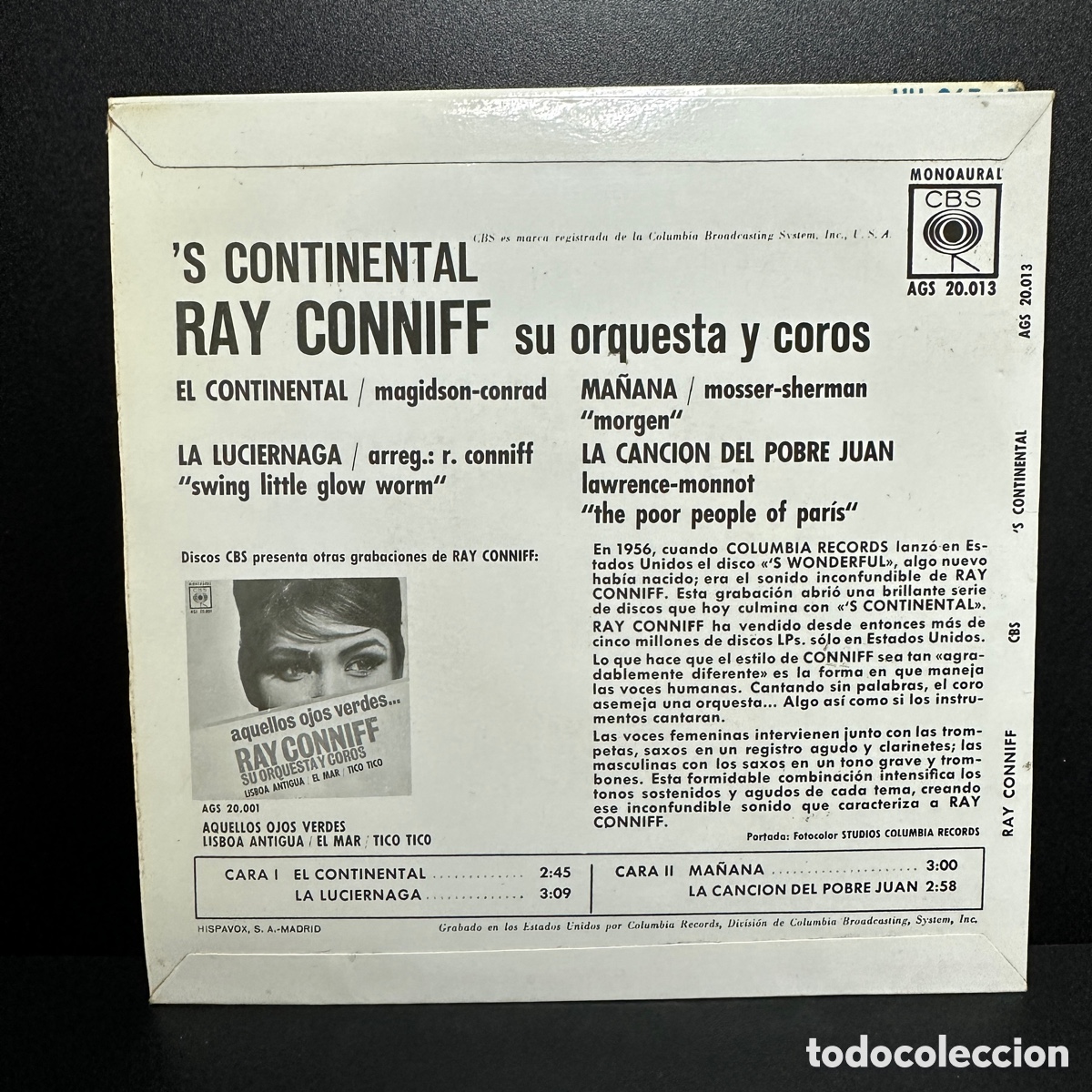 Discos de vinilo: Ray Conniff Su Orquesta Y Coros - S Continental (7&rdquo;, EP) - Foto 2