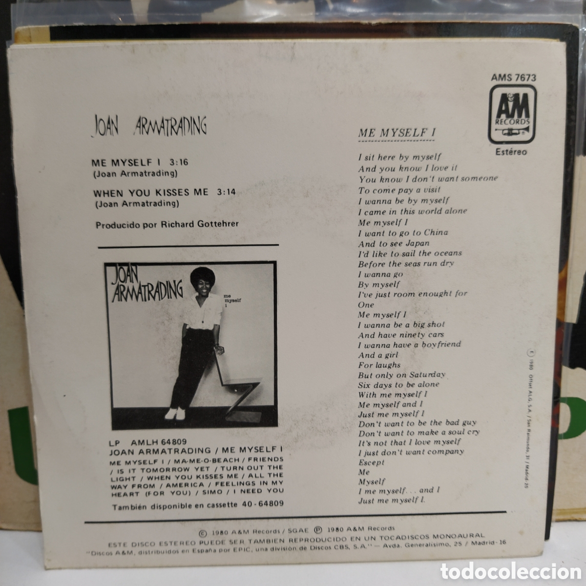 Discos de vinilo: Joan Armatrading - Me Myself I (7&rdquo;, Single) - Foto 2