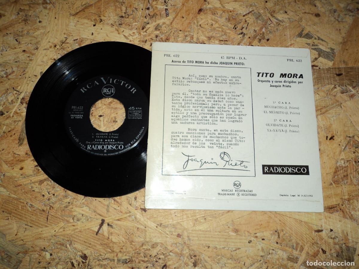 Discos de vinilo: Tito Mora - Joaquin Prieto presenta a - muchacho + 3 - Foto 2
