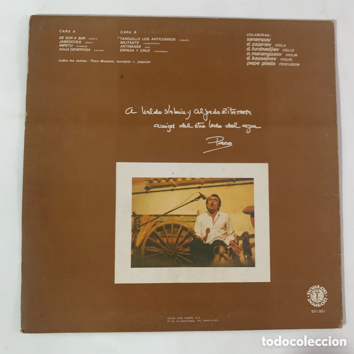 Discos de vinilo: lp Paco Moyano &lrm;&ndash; De Sur A Sur de 1984 - Foto 2