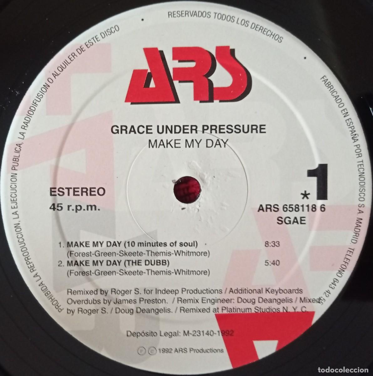 Discos de vinilo: GRACE UNDER PRESSURE ** Make My Day ** MAXI SINGLE VINILO 1992 - Foto 3