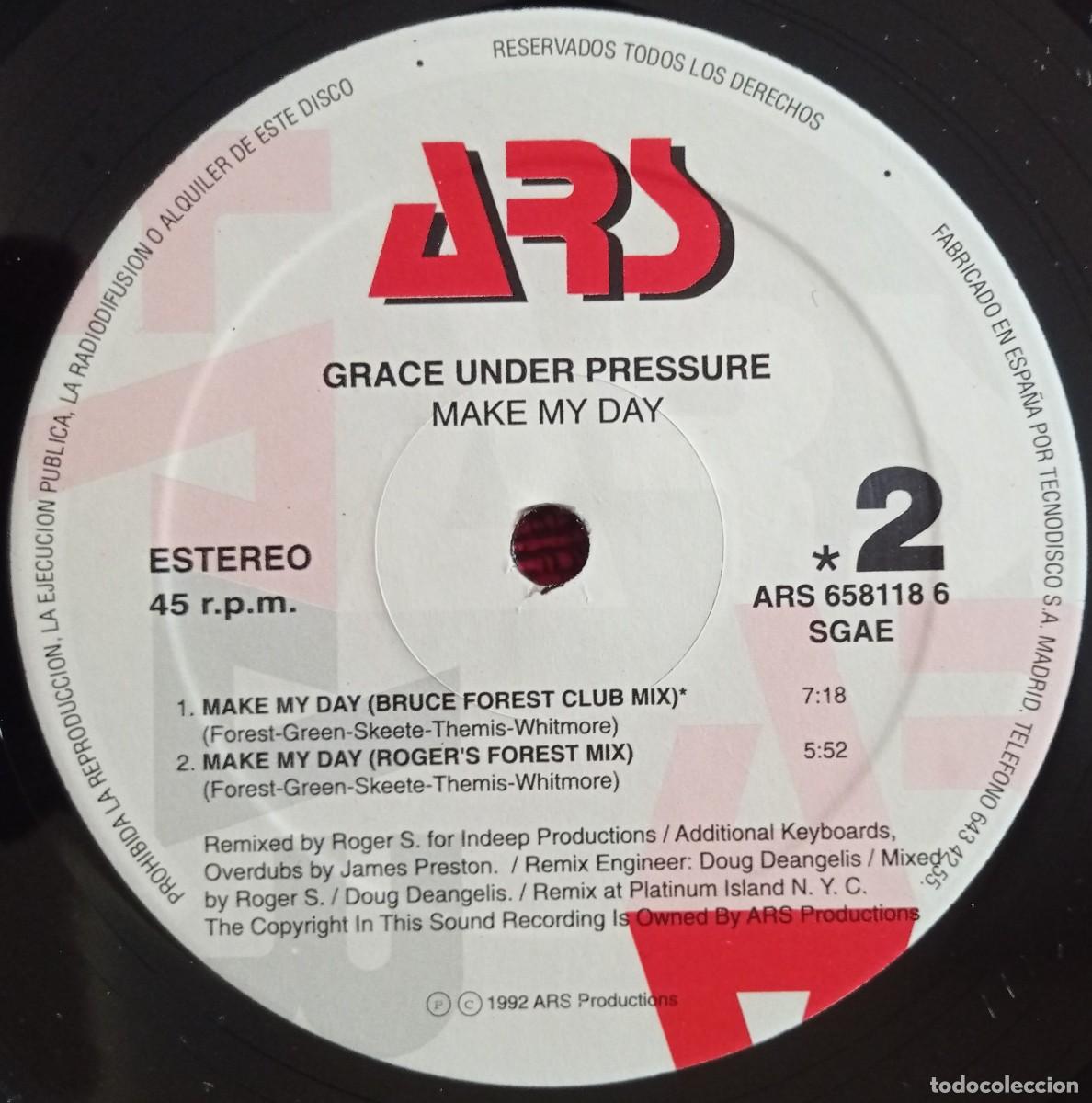 Discos de vinilo: GRACE UNDER PRESSURE ** Make My Day ** MAXI SINGLE VINILO 1992 - Foto 4