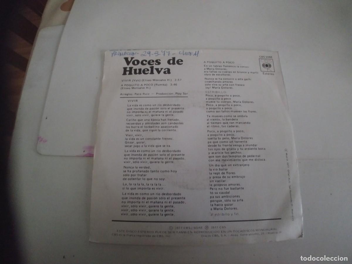 Discos de vinilo: VOCES DE HUELVA-SINGLE VIVIR - Foto 2