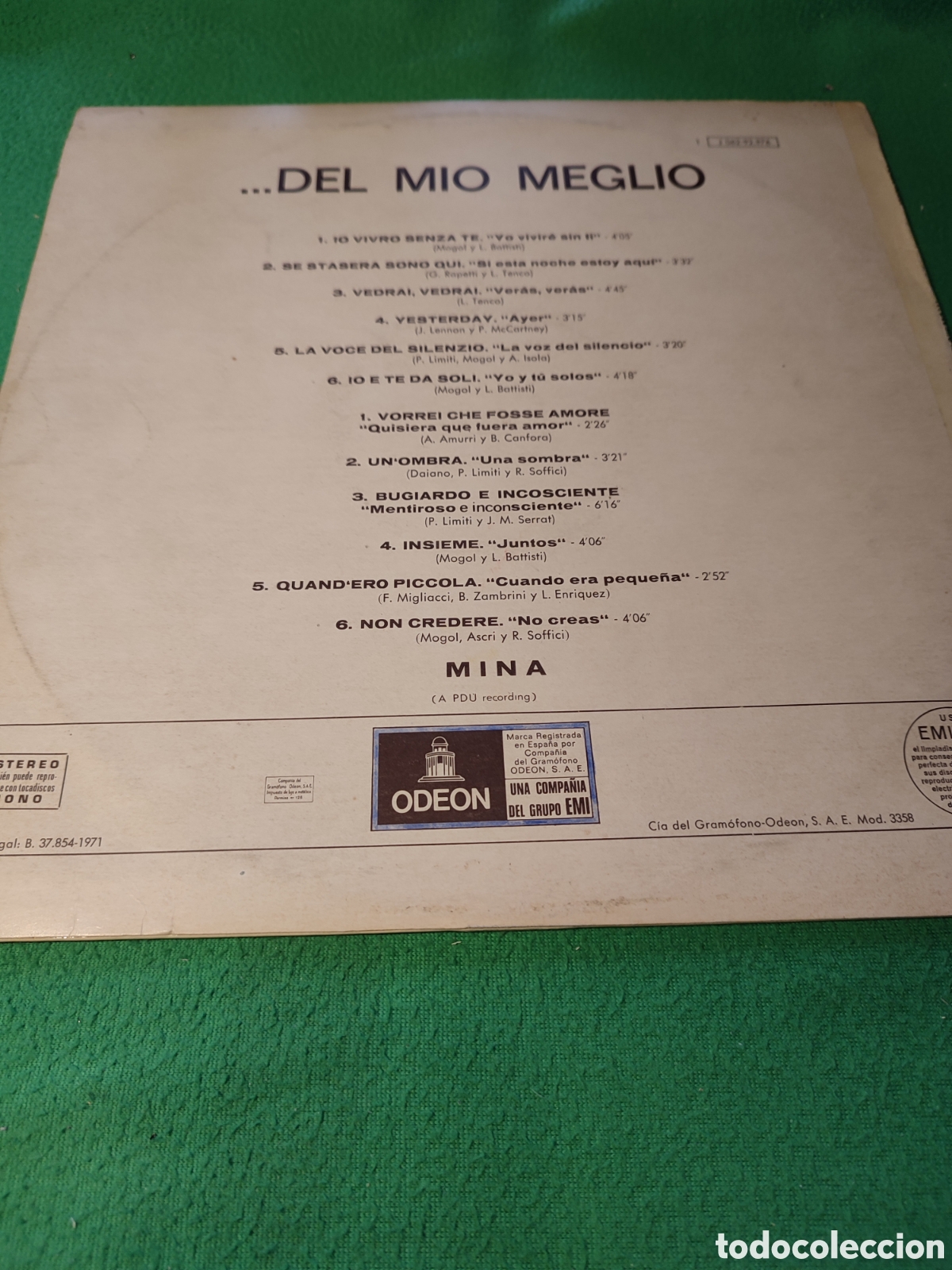 Discos de vinilo: Mina - Del m&iacute;o meglio - Foto 2