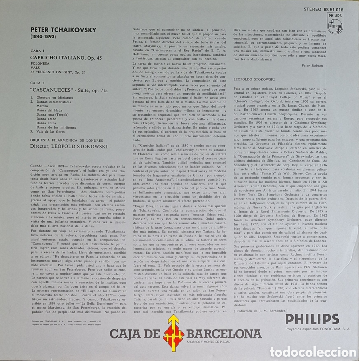 Discos de vinilo: Cascanueces. Tchaikovsky. Dtor: L. Stokowski. - Foto 2