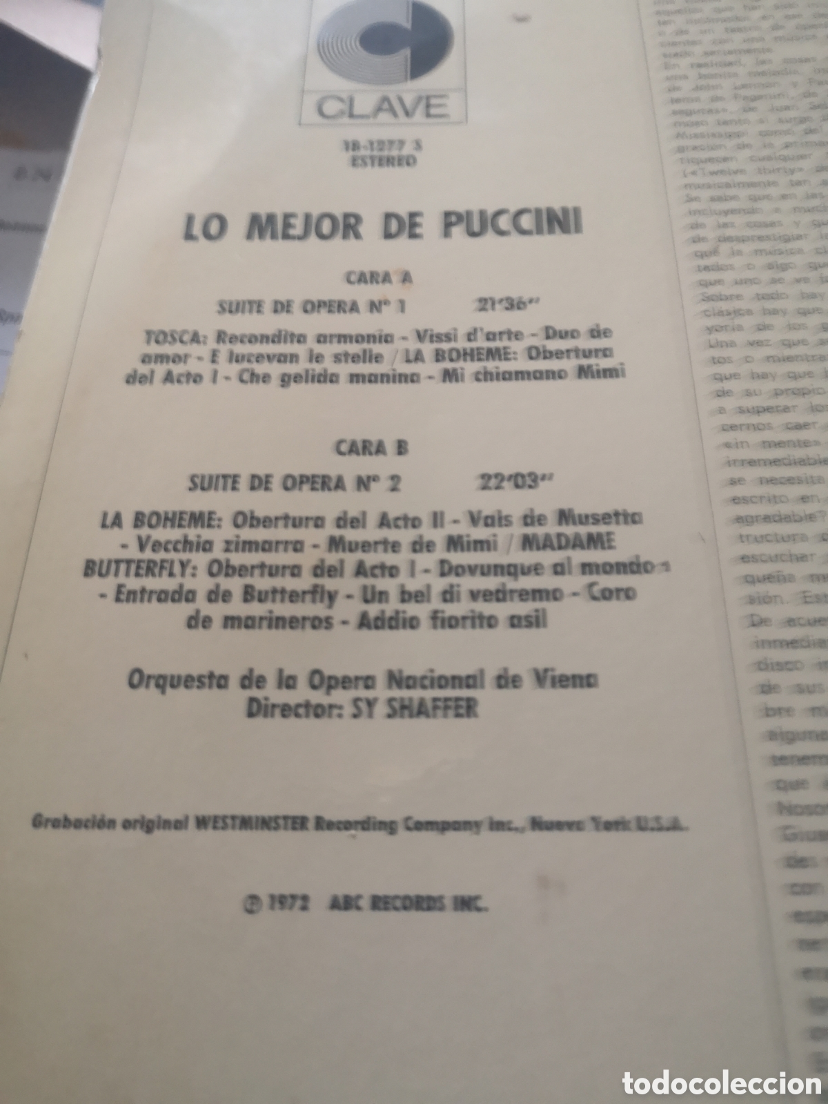Discos de vinilo: Lo mejor de Puccini - Foto 2