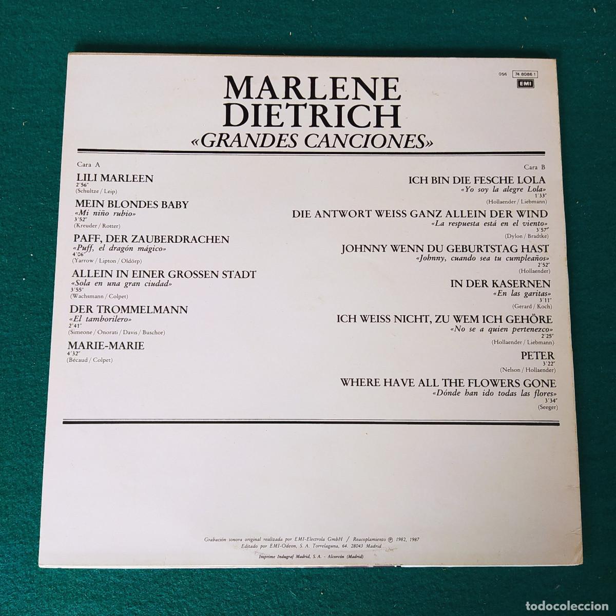 Discos de vinilo: MARLENE DIETRICH -LILI MARLEEN - Foto 2