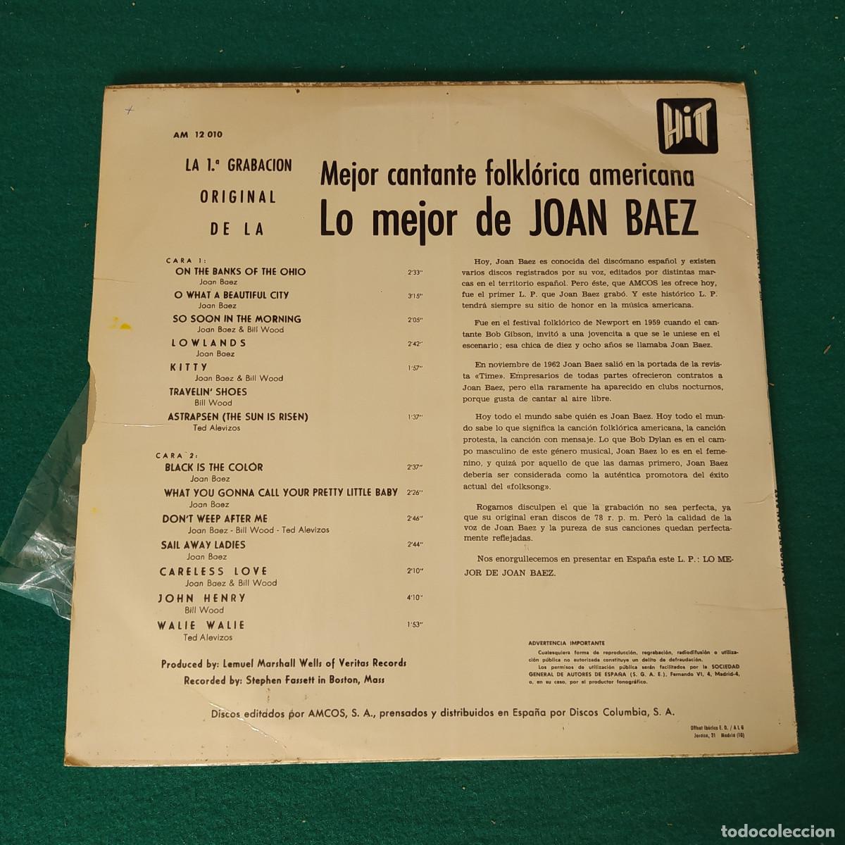 Discos de vinilo: Joan Baez &ndash; Lo Mejor De Joan Baez - Foto 2